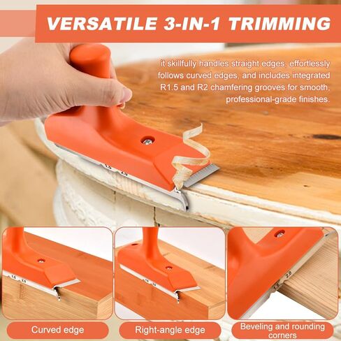 ماكينة تشذيب حواف الحواف مع قبضة وشفرات من الفولاذ المقاوم للصدأ لإزالة حواف الحواف وتصحيح حواف الخشب، أداة تشذيب حواف الأعمال الخشبية، هدية للرجال الأب عمال الخشب (اللون: برتقالي) in Kuwait
