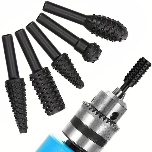 5-Piece Rotary Burr Set with 1/4 Inch Shank – Woodworking Metal Carving and Polishing Bits – Tungsten Steel Rotary File Kit for Power Drill & Rotary Tool in Saudi Arabia