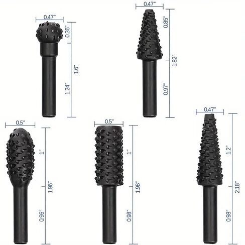 5-Piece Rotary Burr Set with 1/4 Inch Shank – Woodworking Metal Carving and Polishing Bits – Tungsten Steel Rotary File Kit for Power Drill & Rotary Tool in Saudi Arabia