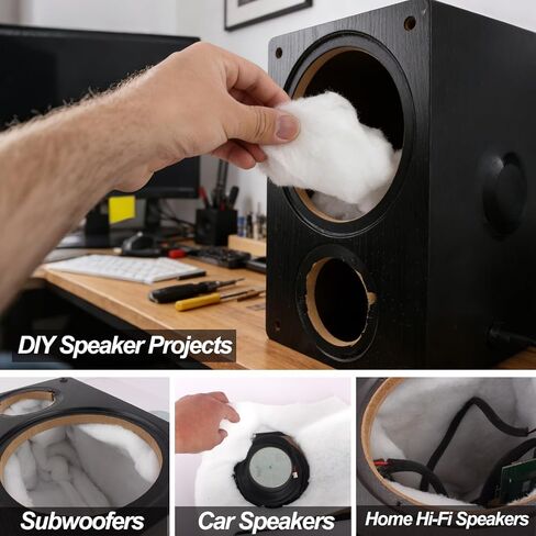 حشوة صوتية من القطن العازل للصوت، ورقة تخميد من ألياف البوليستر كبيرة الحجم مقاس 100 × 100 سم، سهلة القطع لمكبرات الصوت التي تصنعها بنفسك، ومكبرات الصوت، وصوت السيارة، والخزائن، وتعزز وضوح الصوت الجهير in Kuwait