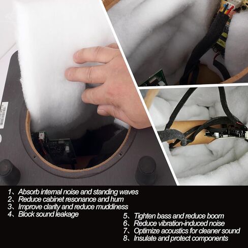 حشوة صوتية من القطن العازل للصوت، ورقة تخميد من ألياف البوليستر كبيرة الحجم مقاس 100 × 100 سم، سهلة القطع لمكبرات الصوت التي تصنعها بنفسك، ومكبرات الصوت، وصوت السيارة، والخزائن، وتعزز وضوح الصوت الجهير in Kuwait