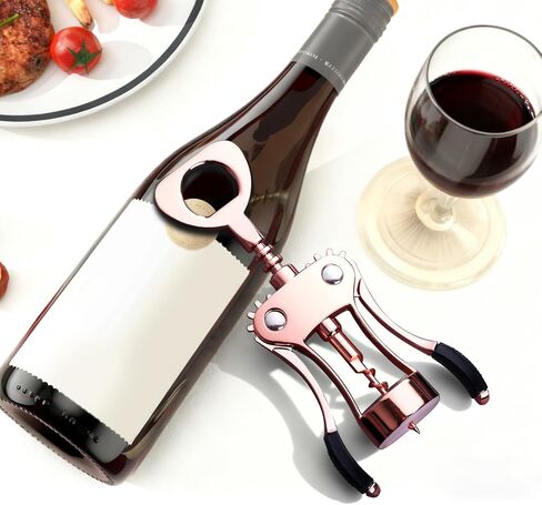 Wine Opener, Zinc Alloy Premium Wing Corkscrew with Multifunctional Bottles Opener, Sharp Wine Corkscrew with Ergonomic Non-Slip Wing Handle, Upgrade in Kuwait