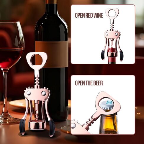 Wine Opener, Zinc Alloy Premium Wing Corkscrew with Multifunctional Bottles Opener, Sharp Wine Corkscrew with Ergonomic Non-Slip Wing Handle, Upgrade in Kuwait