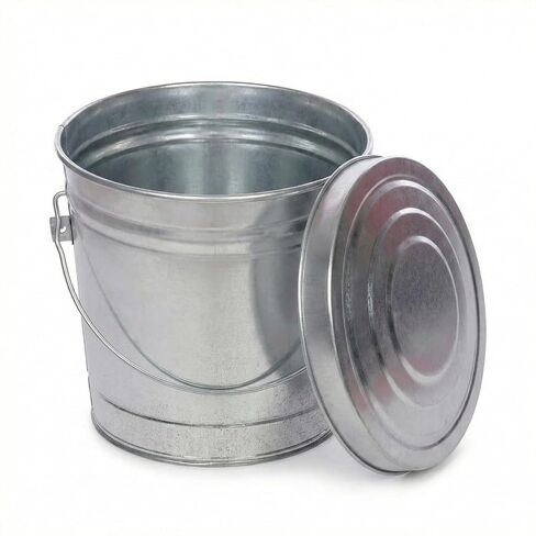 6 Gallon Outdoor Garbage Can, Galvanized Metal Trash Can with Locking Lid, Rust & Weather Resistant Storage Bin for Dog Poop, Pet Food, Charcoal in Saudi Arabia