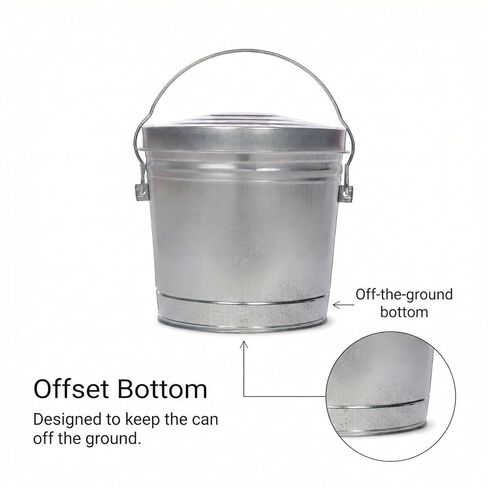 6 Gallon Outdoor Garbage Can, Galvanized Metal Trash Can with Locking Lid, Rust & Weather Resistant Storage Bin for Dog Poop, Pet Food, Charcoal in Saudi Arabia