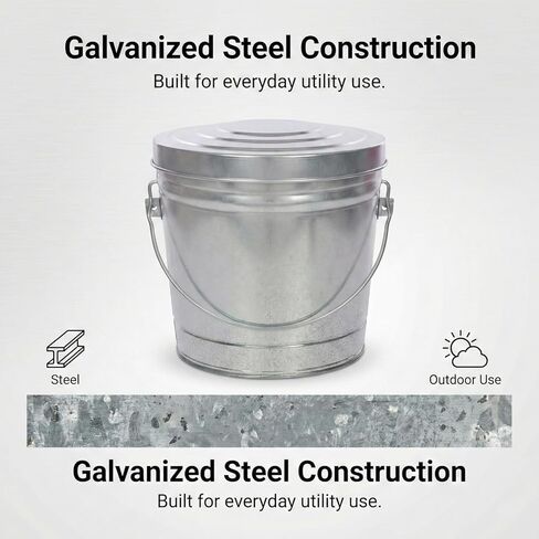 6 Gallon Outdoor Garbage Can, Galvanized Metal Trash Can with Locking Lid, Rust & Weather Resistant Storage Bin for Dog Poop, Pet Food, Charcoal in Saudi Arabia
