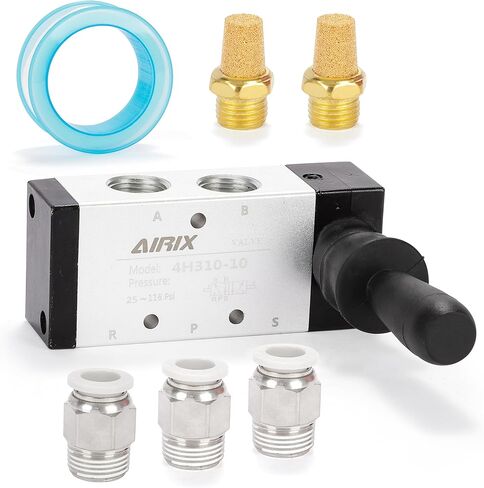 4H410-15 صمام رافعة يدوية، صمام هوائي يدوي 5 منافذ بموضعين، 1/2 بوصة NPT، جسم من الألومنيوم لآلات CNC، التحكم في أسطوانة الهواء، معدات التشغيل الآلي ومحطات العمل الصناعية in Kuwait