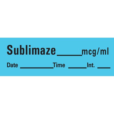 PDC AN-93 Anesthesia Removable Tape with Date, Time & Initial, Sublimaze Mg/Ml, 1/2" Width, 500" Length, 333 Imprints, Blue in Saudi Arabia