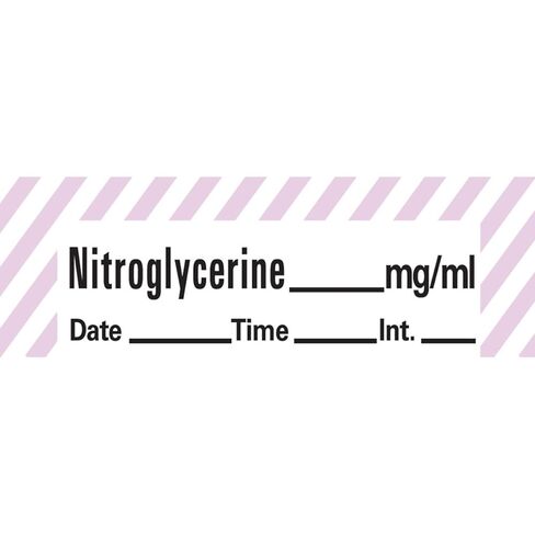 PDC ANS-16 Anesthesia Removable Tape with Date, Time & Initial, Nitroglycerine Mg/Ml, 1" Core, 1/2" Width, 500" Length, 333 Imprints, White with Violet in Saudi Arabia