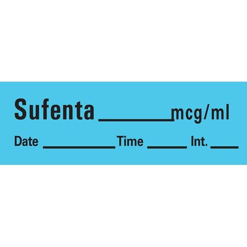 PDC AN-147 Anesthesia Removable Tape with Date, Time & Initial, Sufenta Mg/Ml 1/2" Width, 500" Length, 333 Imprints, Blue in Saudi Arabia