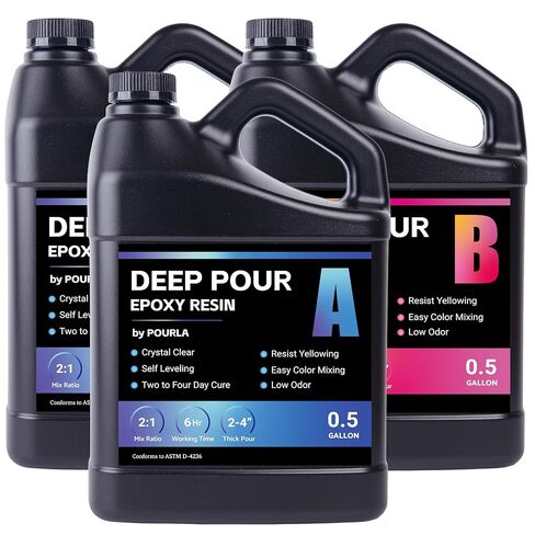 Epoxy Resin Deep Pour, 3 Gallon Clear Pour Resin for 2-4 Inch Thick Pour, Anti-Yellowing, UV Resistant, Crystal Clear Epoxy Resin for Tabletops, River Tables, Flower Preservation, DIY Crafts in Saudi Arabia
