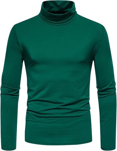 Men's Shirts Long Sleeve Solid Color Mid-High Neck Design Crew Neck Shirt Basic Autumn and Winter Pullover Tops in Saudi Arabia