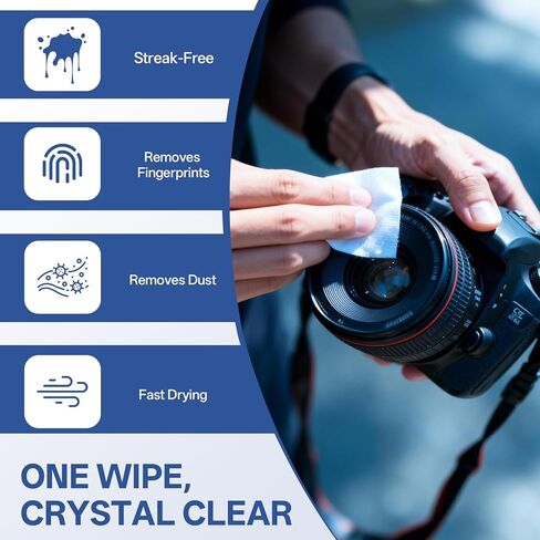 [200 عدد] مناديل مبللة للنظارات - مناديل منظفة للنظارات وعدسات الكاميرا وجميع الشاشات - مرطبة مسبقًا وملفوفة بشكل فردي وخالية من الخدوش والخطوط in Kuwait
