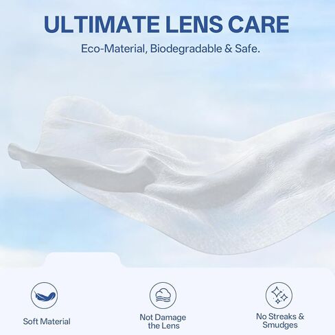 [200 عدد] مناديل مبللة للنظارات - مناديل منظفة للنظارات وعدسات الكاميرا وجميع الشاشات - مرطبة مسبقًا وملفوفة بشكل فردي وخالية من الخدوش والخطوط in Kuwait