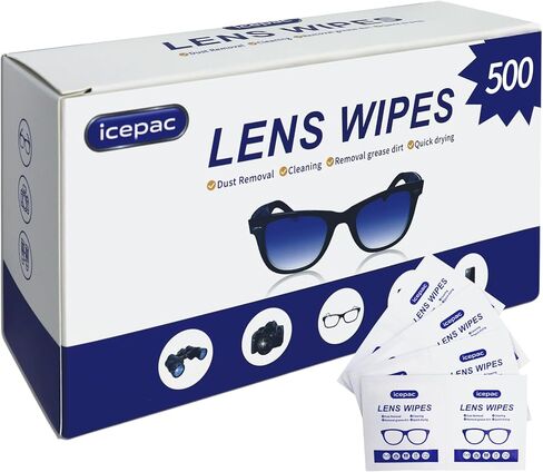Lens Wipes for Eyeglasses, Eyeglass Lens Cleaning Wipes Pre-moistened Individually Wrapped Sracth-Free Streak-Free Eye Glasses Cleaner Wipes for Sunglass, Camera Lens, Goggles（500count) in Kuwait