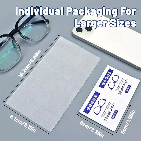 Lens Wipes for Eyeglasses, Eyeglass Lens Cleaning Wipes Pre-moistened Individually Wrapped Sracth-Free Streak-Free Eye Glasses Cleaner Wipes for Sunglass, Camera Lens, Goggles（500count) in Kuwait