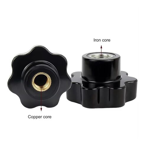 Plum Blossom Handle Nuts M4 M5 M6 M8 M10 M12 M16 Plum Hand Tighten Nuts Mechanical Black Thumb Clamping Knob(Unfair Hole 1PCS,60xM12-copper core) in Saudi Arabia