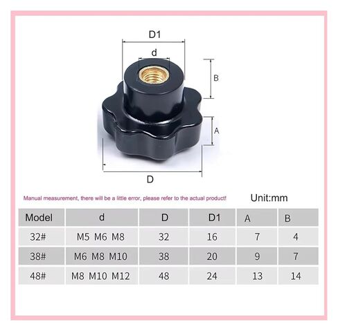Plum Blossom Handle Nuts M4 M5 M6 M8 M10 M12 M16 Plum Hand Tighten Nuts Mechanical Black Thumb Clamping Knob(Unfair Hole 1PCS,60xM12-copper core) in Saudi Arabia
