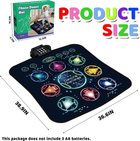 حصيرة رقص تفاعلية للأطفال ، تشغيل موسيقى موريقية محمولة هدية لعبة MAT For Girls Boys تتراوح أعمارهم بين 3 و 12 عامًا ، رائعة للتنسيق واللعبة العائلية ، 3 أوضاع ممتعة مع مصابيح البيانو والمصابيح LED و 7 مجلدات قابلة للتعديل in Kuwait