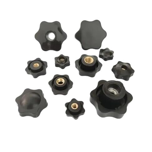 Plum Blossom Handle Nuts 1-5Pcs Black Plum Hand Tighten Thumb Knob Nut M4 M5 M6 M8 M10 M12 CNC Clamping Handle(Perforated,M5 32 5pcs) in Saudi Arabia