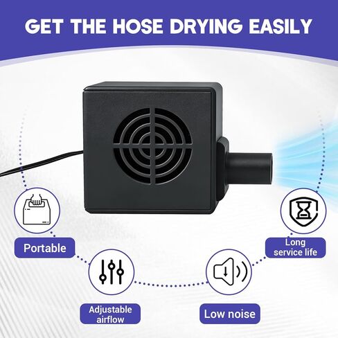 مروحة مجفف خرطوم CPAP لأنابيب 22 مم، منفاخ منظف أنبوب CPAP لتدفق الهواء القابل للتعديل، مع أنابيب آلة Resmed Airsense 10 11، مستلزمات تنظيف CPAP، مجموعة تساعد على خرطوم التجفيف السريع (أسود) in Kuwait