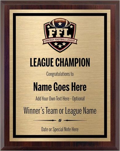 Fantasy Football Plaque - Personalized Award for Champion - Trophy for League Winner - Choose Your Size - Customize Now! (6x8) in Kuwait