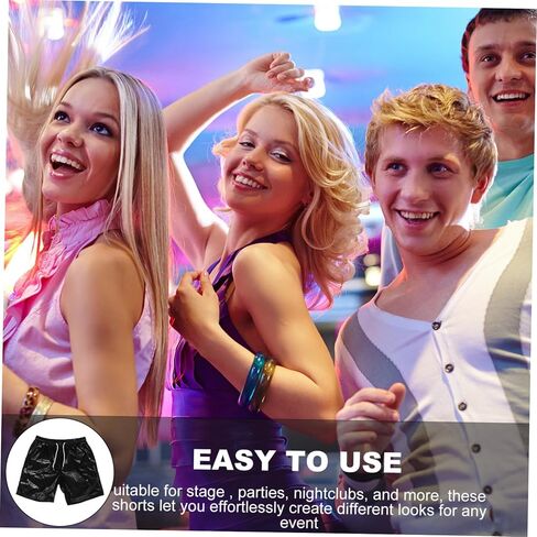 BESPORTBLE Men Metallic Shiny Disco Shorts Rave Pants for Parties Comfortable Design Eye Catching Performance Outfit for Disco Events and Festivals in Saudi Arabia