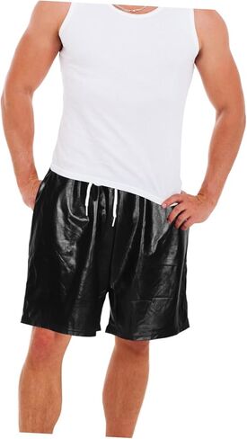 BESPORTBLE Men Metallic Shiny Disco Shorts Rave Pants for Parties Comfortable Design Eye Catching Performance Outfit for Disco Events and Festivals in Saudi Arabia
