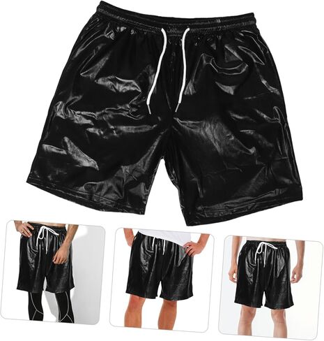 BESPORTBLE Men Metallic Shiny Disco Shorts Rave Pants for Parties Comfortable Design Eye Catching Performance Outfit for Disco Events and Festivals in Saudi Arabia