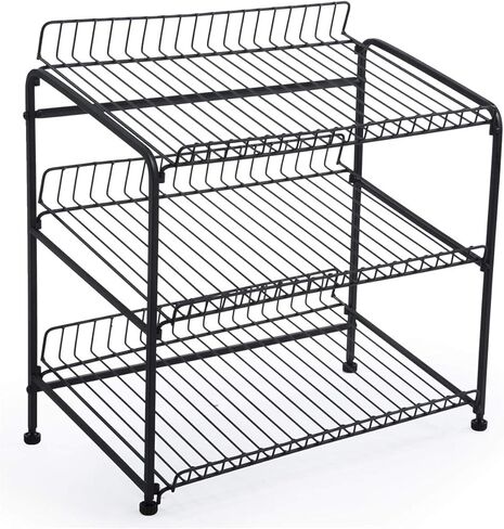 Displays2go Countertop Wire Rack, Three Open Shelves Black (WCR3SBK) in Kuwait
