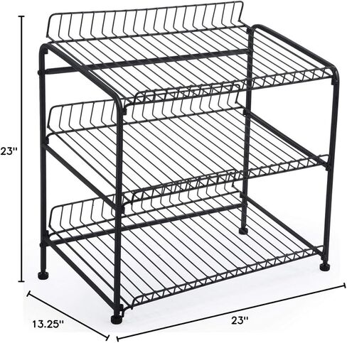 Displays2go Countertop Wire Rack, Three Open Shelves Black (WCR3SBK) in Kuwait
