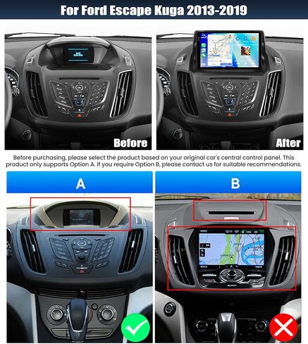 4G+64G Android 15 Car Stereo for Ford Escape Kuga 2013-2019 مع Carplay Android Auto ، مشغل راديو سيارة يعمل باللمس 9 بوصة مع رابط المرآة ، وكاميرا WiFi/GPS الاحتياطية ، Bluetooth ، FM/RDS ، DSP ، SWC in Saudi Arabia