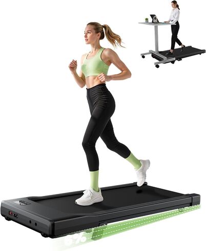 DeerRun Under Desk Walking Pad Treadmill for Home & Office, 6% Manual Incline, 0.6–3.8 MPH Walking Speed, 300 lb Capacity, App & Remote Control in Kuwait