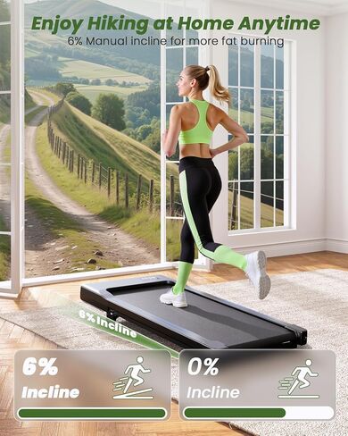 DeerRun Under Desk Walking Pad Treadmill for Home & Office, 6% Manual Incline, 0.6–3.8 MPH Walking Speed, 300 lb Capacity, App & Remote Control in Kuwait