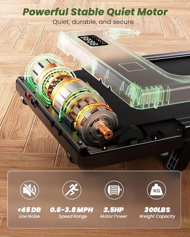 DeerRun Under Desk Walking Pad Treadmill for Home & Office, 6% Manual Incline, 0.6–3.8 MPH Walking Speed, 300 lb Capacity, App & Remote Control in Kuwait