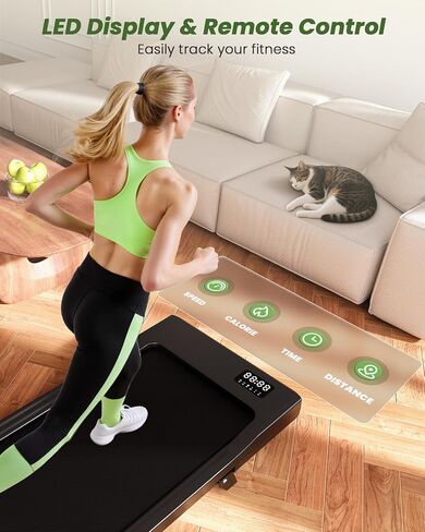 DeerRun Under Desk Walking Pad Treadmill for Home & Office, 6% Manual Incline, 0.6–3.8 MPH Walking Speed, 300 lb Capacity, App & Remote Control in Kuwait