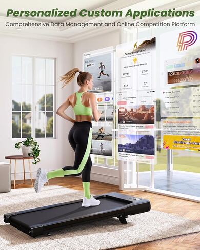 DeerRun Under Desk Walking Pad Treadmill for Home & Office, 6% Manual Incline, 0.6–3.8 MPH Walking Speed, 300 lb Capacity, App & Remote Control in Kuwait