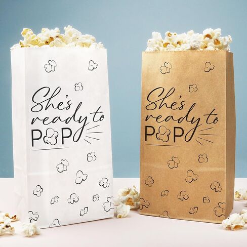 Big Dot of Happiness Ready to Pop Popcorn Bags, Baby Shower Party Favor Snack Treats, Free-Standing Individual White Paper Bags - 25 Count in Saudi Arabia
