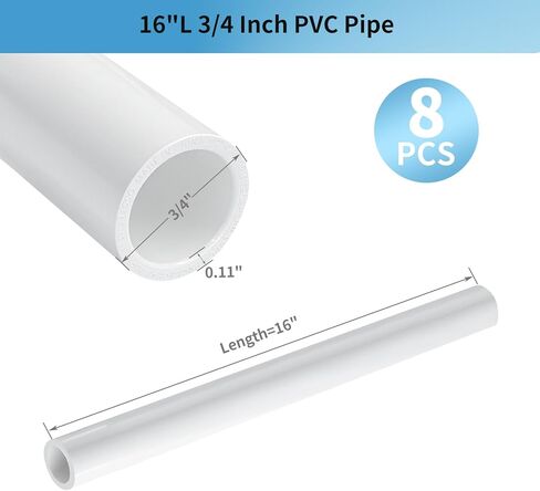 LESSO 3/4 Inch PVC Pipe 7"L, Industrial 3/4" PVC Pipes for Home DIY Greenhouse Garden Farm Workshop Furniture Grade Indoor Outdoor, White SCH40 in Saudi Arabia