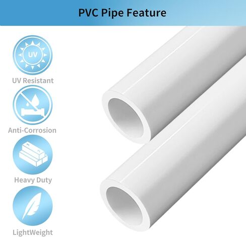 LESSO 3/4 Inch PVC Pipe 7"L, Industrial 3/4" PVC Pipes for Home DIY Greenhouse Garden Farm Workshop Furniture Grade Indoor Outdoor, White SCH40 in Saudi Arabia