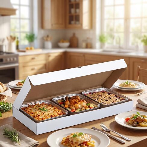 20 Pcs Full Pan Corrugated Catering Box 21" x 13" x 3" Secure Stackable Food Delivery Container, White Bakery Cardboard Food Storage Boxes for Takeout Delivery in Saudi Arabia