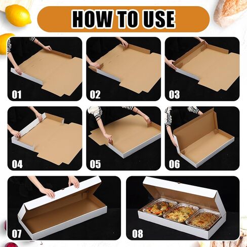 20 Pcs Full Pan Corrugated Catering Box 21" x 13" x 3" Secure Stackable Food Delivery Container, White Bakery Cardboard Food Storage Boxes for Takeout Delivery in Saudi Arabia
