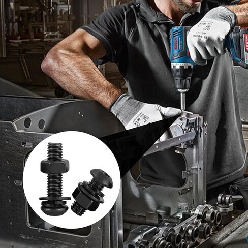 20 PCS M6*12 Cup Head Nuts and Bolts, Hex Head Bolt, Furniture Spare Parts, Crib Bolts Replacement Kit, Fully Threaded, Black Oxide Furniture Screws Connector for Chair Furniture Cots Beds in Saudi Arabia