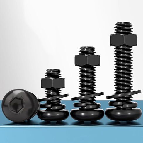 20 PCS M6*12 Cup Head Nuts and Bolts, Hex Head Bolt, Furniture Spare Parts, Crib Bolts Replacement Kit, Fully Threaded, Black Oxide Furniture Screws Connector for Chair Furniture Cots Beds in Saudi Arabia