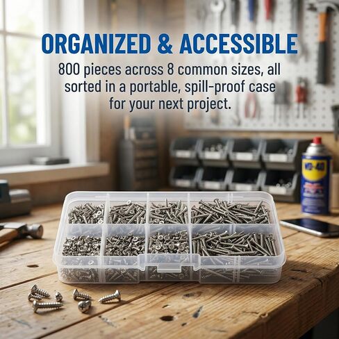 800pcs Self Wood Screws Set, M2 Phillips Flat Head Sheet Metal Screw, Self Screws Assortment Kit in Saudi Arabia
