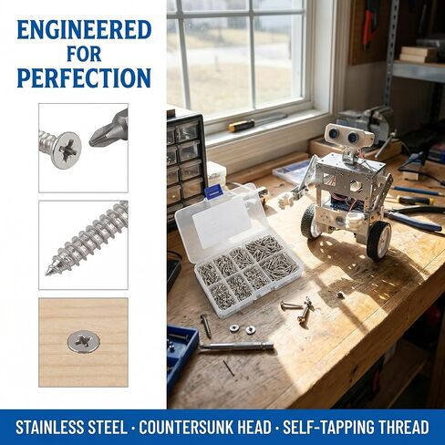 800pcs Self Wood Screws Set, M2 Phillips Flat Head Sheet Metal Screw, Self Screws Assortment Kit in Saudi Arabia
