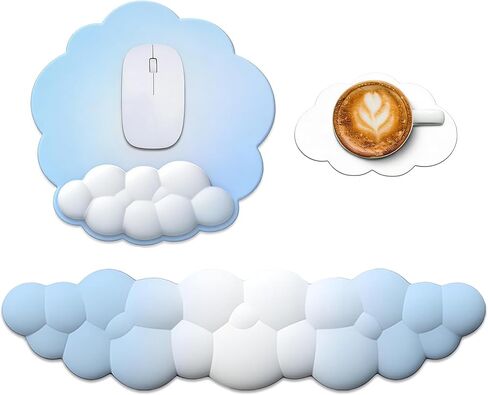 Pink Mouse Pad with Wrist Rest Pink Cloud Gradient Wrist Rest for Keyboard and Mouse Memory Foam Non-Slip Base Typing Pain Relief Ergonomic Wrist Pad for Computer Laptop Gaming Home Office in Saudi Arabia
