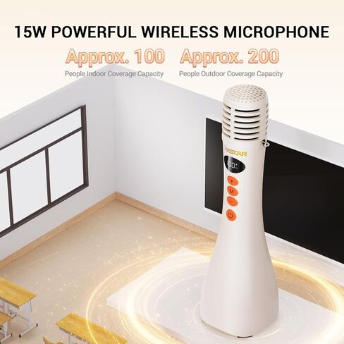 TAKSTAR 15W Bluetooth Microphone with Speaker, DA10 II Wireless Handheld Mic with LED Display, 4 Modes, Noise Canceling, Portable PA System for Teaching Singing Speaking Karaoke Wedding in Kuwait