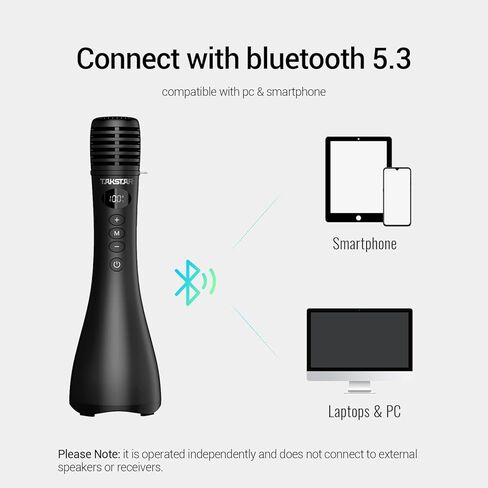TAKSTAR 15W Bluetooth Microphone with Speaker, DA10 II Wireless Handheld Mic with LED Display, 4 Modes, Noise Canceling, Portable PA System for Teaching Singing Speaking Karaoke Wedding in Kuwait