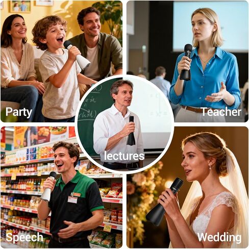 TAKSTAR 15W Bluetooth Microphone with Speaker, DA10 II Wireless Handheld Mic with LED Display, 4 Modes, Noise Canceling, Portable PA System for Teaching Singing Speaking Karaoke Wedding in Kuwait